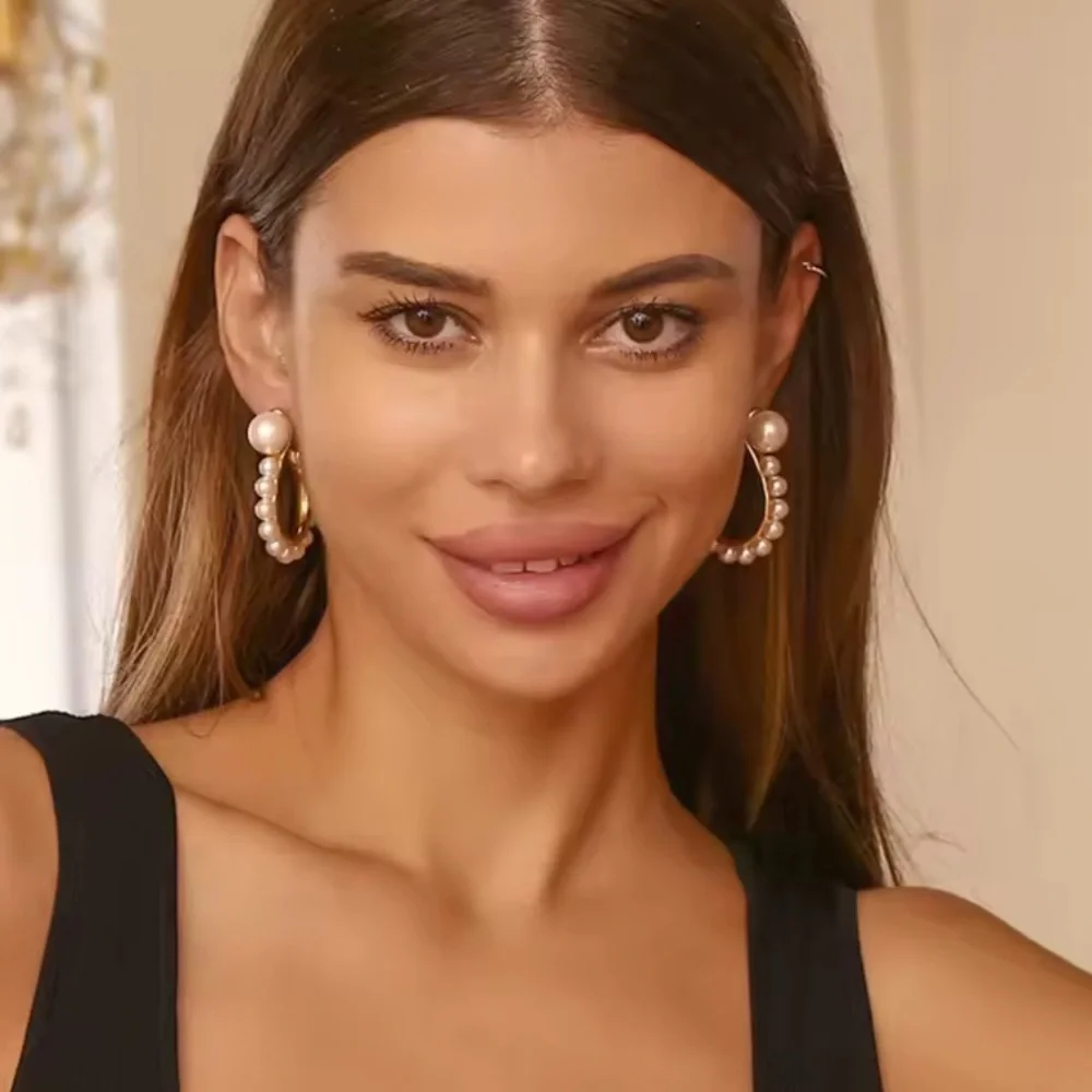 Pearl Question Mark Earrings 18K Gold Plated 
Jewelry Stainless Steel - Picture 9 of 12